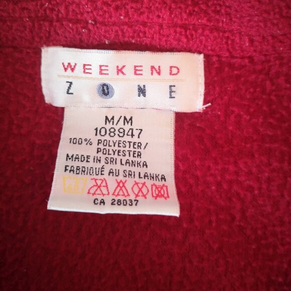Weekend Zone Ladies Size Medium Red Button Front & Cuffs Fleece Jacket - Picture 2 of 10